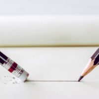Pencil Draws Straight Line Paper Eraser Removing